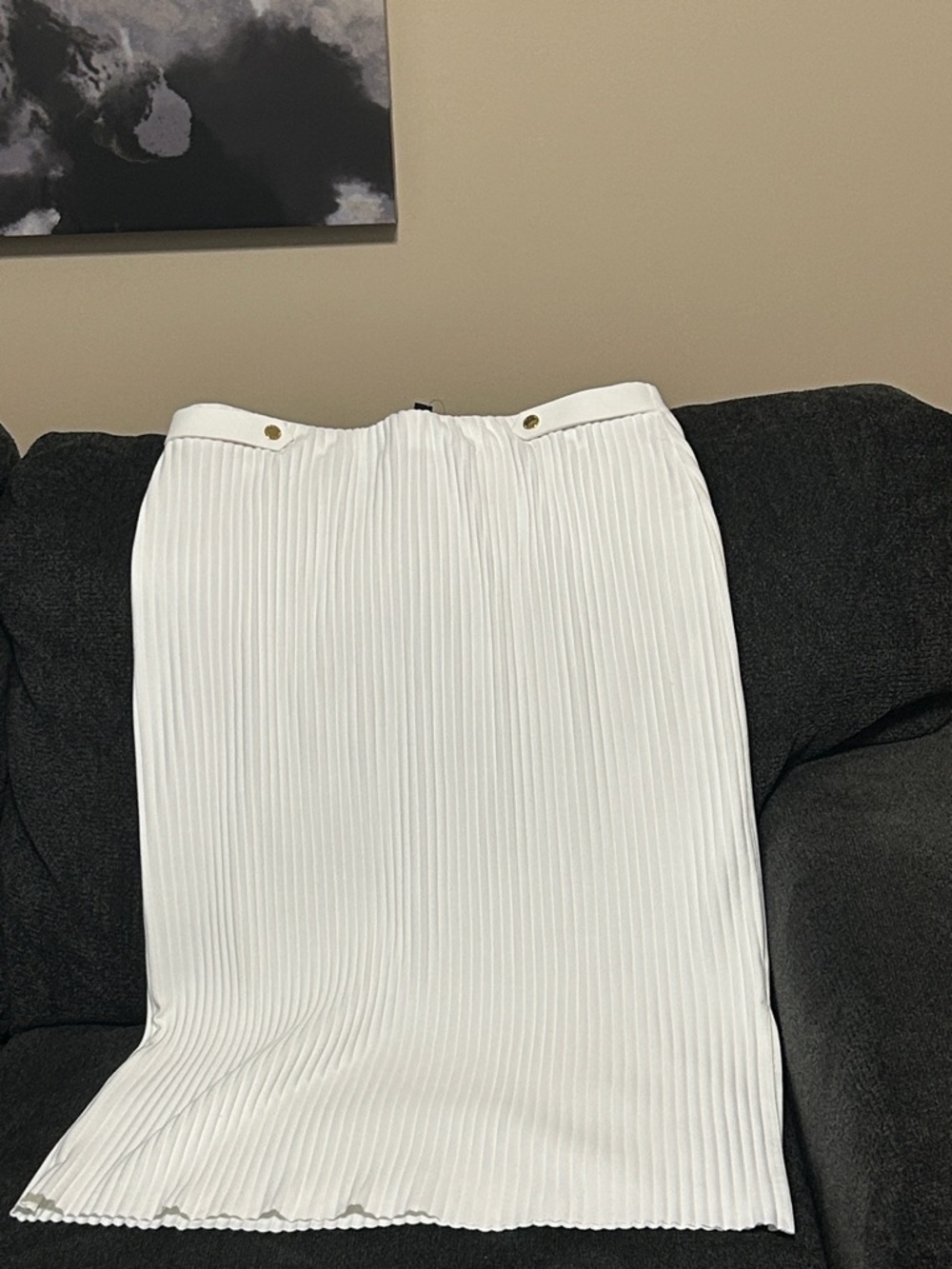 White Pleated Midi Skirt - Elegant Women's Skirt